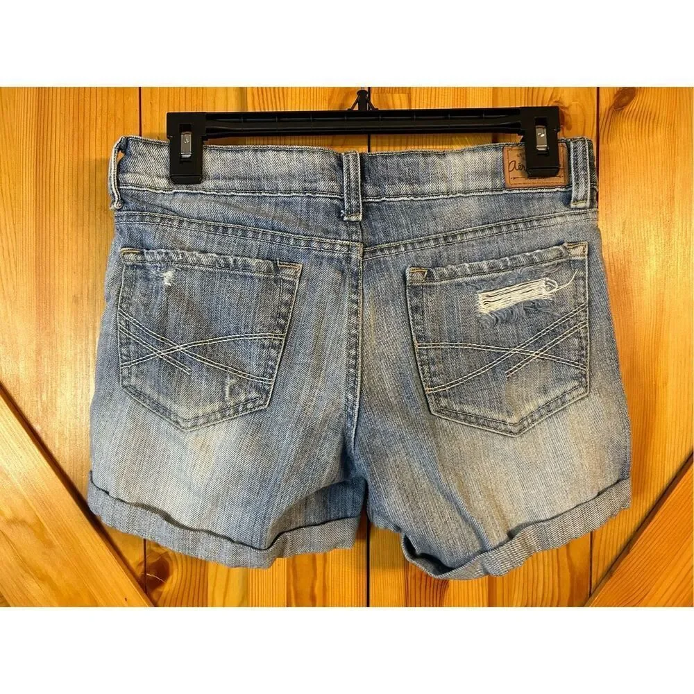 Aeropostale Size 0 Boyfriend Distressed Jean Cuffed Shorts (0882) - Picture 2 of 3